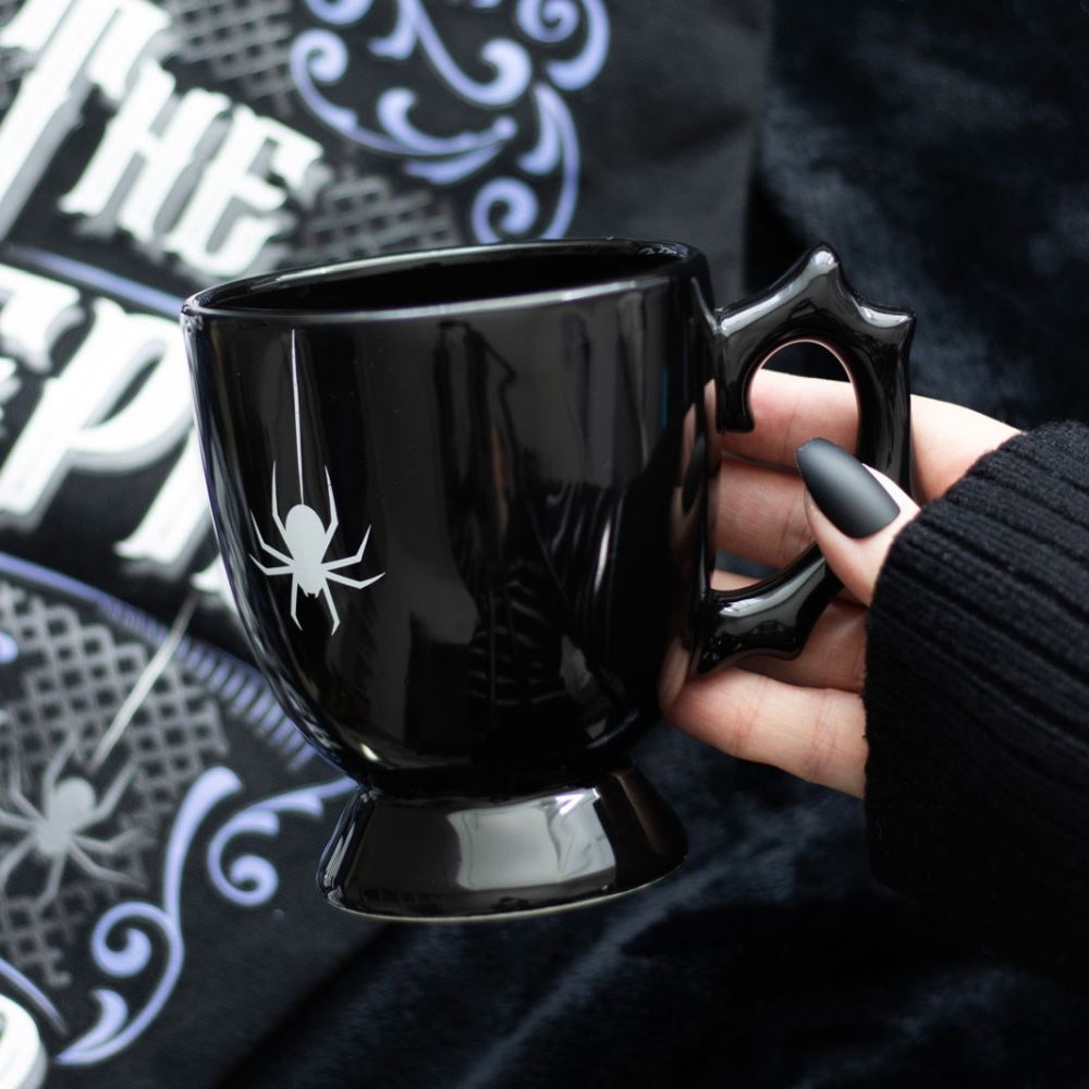 Something Different - Black Spider Teacup Mug - Black